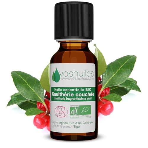 Duo Huile Essentielle de Gaulthérie couchée 10 ml et Huile Végétale Neutre de Fleurs d'Arnica 100ml - 100% Pure et Naturelle - HEBBD - Application par Voie Cutanée - Parfum Stimulant - VOSHUILES