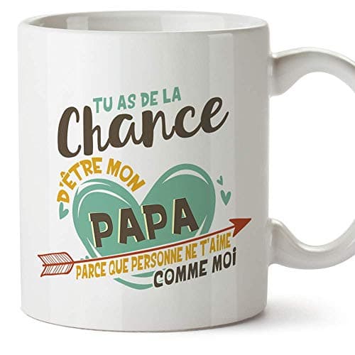 Mugffins Papa Tasse/Mug - Tu as de la Chance d'être Mon Papa - Tasse Originale/Idee Fête des Pères/Cadeau Anniversaire/Future Papa. Céramique 350