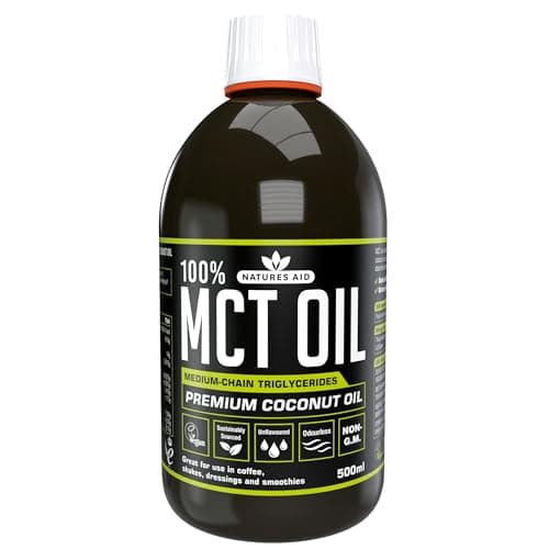 Natures Aid Huile 100 % TCM de, huile de noix de coco de qualité supérieure, provenant de sources durables, ajouter aux cafés ou milk-shakes, convient aux végétaliens, 500 ml