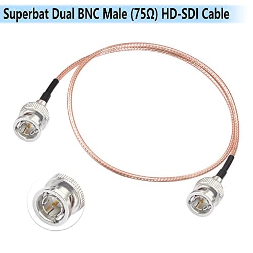 Superbat Câble SDI Vidéo 50cm Câble BNC Mâle vers Mâle 75Ohm Câble Coaxial RG179 pour Équipement Vidéo Caméra, Supporte HD-SDI 3G-SDI 4K 8K SDI(Droit, 2 Pièces)