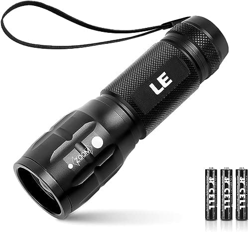 Lepro Lampe Torche Zoomable 3 Piles AAA Incluses | Lampe de poche LED puissante, étanche IPX4, corps en aluminium, compacte, pour camping, randonnée, urgence