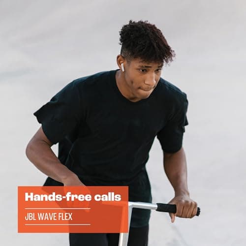 JBL Wave Flex, Écouteurs Intra-Auriculaires Sans Fil, Resistance à l'Eau IP54 et IPX2, Technologie TalkThru et AmbientAware, Autonomie de 32 heures, en Noir