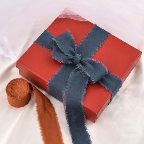 URROMA Ruban en Lin de Coton, Tissu Bleu foncé à Franges effilochées pour Faire-Part de Mariage, Bouquets de mariée, Emballage Cadeau