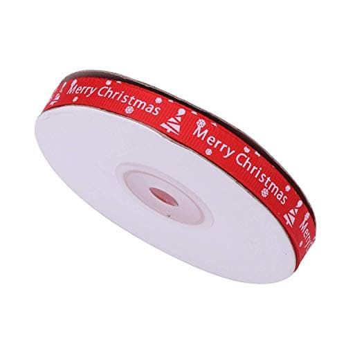 Trimming Shop Noël Ruban Gros Grain Noël Vacances Imprimé Snowglake Père Noël Rubans pour Emballage Cadeau, Décoration Festive - Rouge, 10mm x 25 Yards