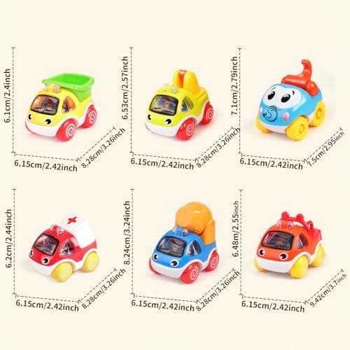 AmyBenton Petites Voiture Enfant 1 2 Ans, Véhicules de Construction pour Tout-Petits, Jouet de Voiture pour Fille et Garçon 1 2 3 Ans