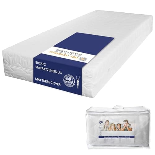 TULENA Housse de Matelas en Microfibre avec Fermeture éclair, 80x200 cm, Hauteur 23 à 25 cm, matelassée, Blanche, hypoallergénique, certifiée Öko-Tex