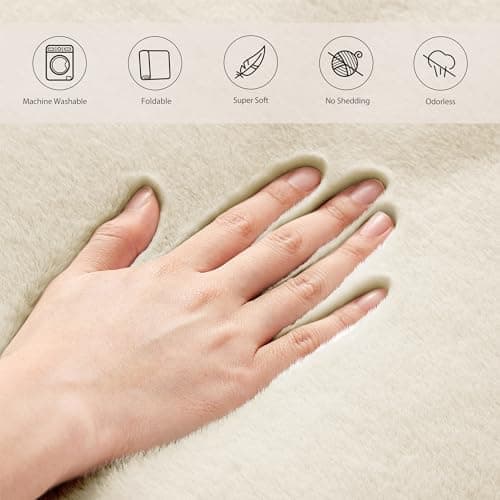 Teppich Wölkchen Tapis Moelleux en Fausse Fourrure - Fourrure De Lapin, Fourrure Courte, Tapis À Poils Longs pour Salon Ou Chambre À Coucher - Beige - 30cm Rond