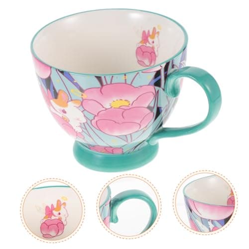 CIYODO Tasse à fleur lapin mug ceramique tasses à amusement mugs tasse à au lait tasse kawaii au lait mugs tasses mignonnes tasse mignonne tasse d'eau céramique