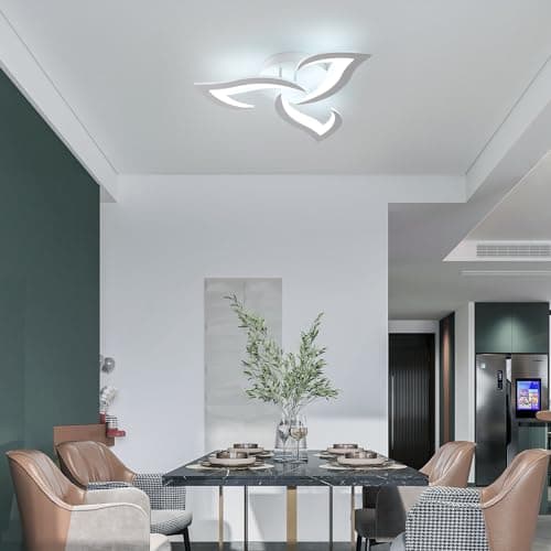 Comely Plafonnier LED, Luminaire Plafonnier 58cm 36W, Lustre Salon Moderne, Lampe de Plafond de Pétale pour Salon Chambre Cuisine Salle à Manger, Lumière Blanche Froide 6500K, Blanc
