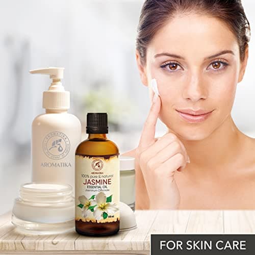 Huile Essentielle de Jasmin - 100ml - Jasminum Officinale - Huiles Essentielles Aromathérapie pour Diffuseurs - Visage - Sauna - Détente - Apaisant - Huiles de Bain - HE Jasmin