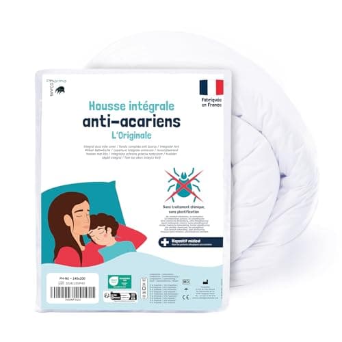 Pharma-Housse - Housse Anti-acariens intégrale pour Couette - Dispositif médical - Garantie 10 Ans - Housse barrière sans Traitement ni plastification - Fabriquée en France