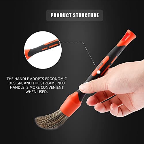 SPTA Brosses Ultra Doux, Auto Brosses Ultra Doux, Brosse à Détail, Brosses de Nettoyage pour Voiture avec Poils Souples, Lot de 5 pour Nettoyer Tableau de Bord, Intérieur, Extérieur