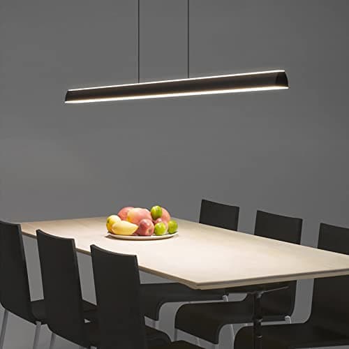 LED dimmable lampe à suspension table à manger lampe à suspension moderne avec télécommande lampe à suspension LED Restaurant Bureau bureau bureau salon cuisine lumière (Noir, L80cm)