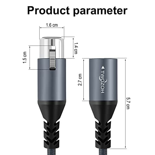 Twozoh Cable XLR Professionnel 3M, Tressé Câble Audio HiFi équilibré 3 broches XLR Mâle vers XLR Femelle