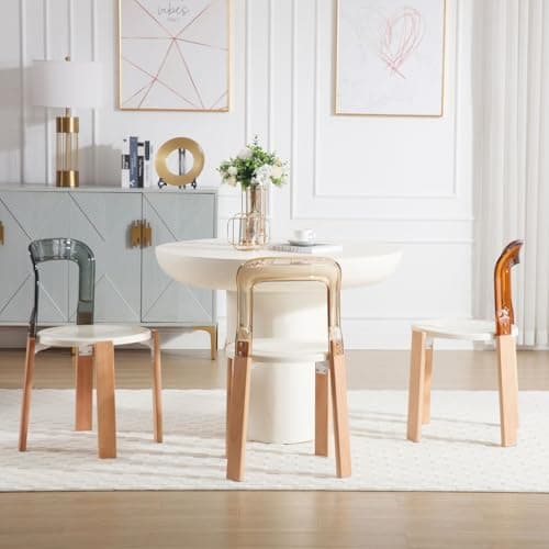 Wahson Chaises de Salle à Manger Lot de 2 Chaises Salle à Manger en PC avec pieds bois Chaise de Cuisine sans Accoudoirs, Chaise de Salon Dossier Incurvé pour Salle à manger, Salon et Chambre, Marrron