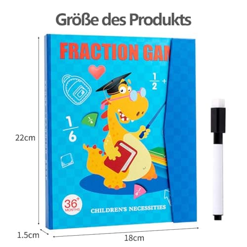 Shengou Magnetic Fraction Educational Puzzle,Jeu magnétique de Fractions,Démonstrateur de Disque magnétique,Jeux pour Apprendre Les Fractions,Magnetic Score Disk Demonstrator (Dinosaure)