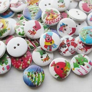 Chenkou Craft Lot de 100 boutons en bois de Père Noël 25 mm