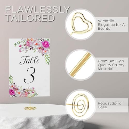 MisFun 30 Pièces Porte Nom Table, porte photo pince, porte photo sur pied, Porte Cartes de Table pour Mariages, Porte Numero de Table, pour Mariage Noël le Banquet de Fête Saint Valentin(Amour)