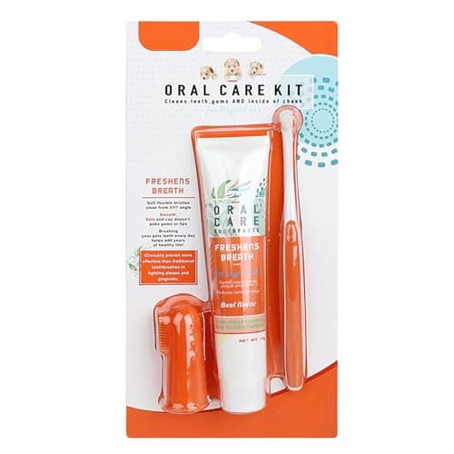 Brosse à Dents Et Dentifrice Pour Chien -Dentifrice à l'Arôme De Bœuf 75g, Brosse à Doigts Et Brosse à Dents à Poils Souples - Soins Dentaires Pour Chien Et Chat Contre La Mauvaise Haleine