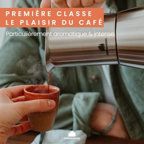 Groenenberg Cafetiere italienne induction | Cafetière italienne en acier inox 4 Tasses (200 ml) I Moka pour les amateurs de café
