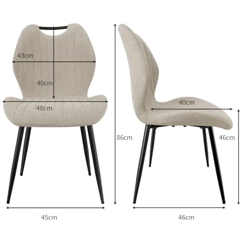 LEWE Chaises de Salle à Manger Lot de 4, Chaises de Cuisine Chaise de Salon Chaise Rembourrée avec Pieds en Métal, Chaise de Maquillage avec Dossier en Tissu, Chaises Pour Salle à Manger Salon Cuisine