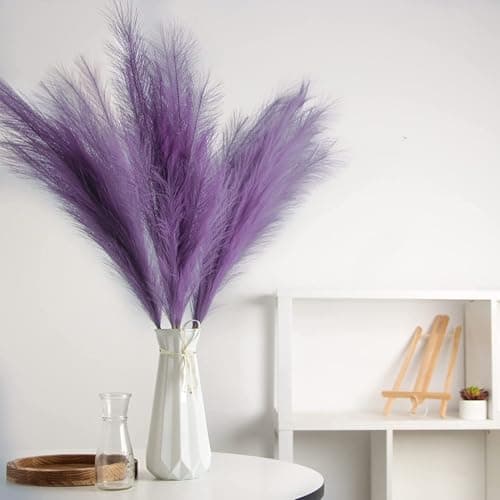 GEFIRE Lot de 30 Fleurs séchées Violettes Herbe de la Pampa séchée Décoration de Fleurs séchées Décoration bohème pour Mariage, Salon