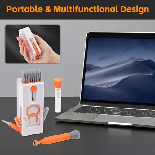Alyvisun Kit Nettoyage Clavier, 11 en 1 Nettoyeur Claviers PC Multifonctionnel, Keyboard Cleaner Brosse à Outils, pour Tablette, Téléphones, Ordinateur, Écouteurs, Orange