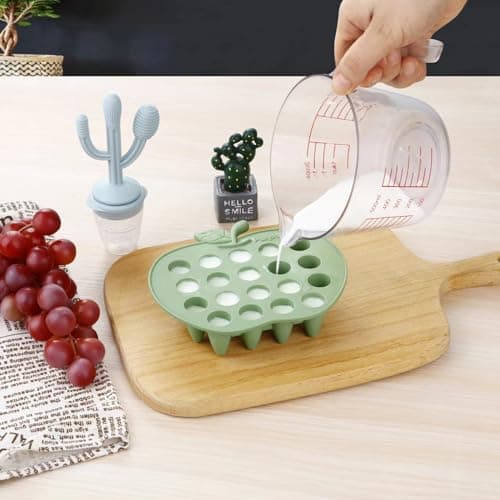 PandaEar Plateau Congélateur en Silicone pour Bébé, Lot de 2 Plateaux pour Bébé pour Fruits et Aliments, Conteneur de Stockage en Forme de Bac à Glaçons - Vert et Beige