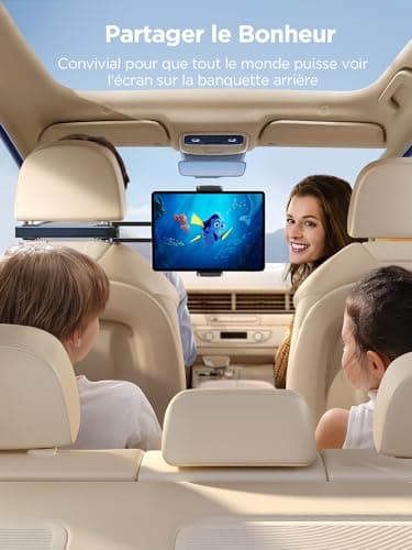 JOYROOM Support Tablette Voiture pour Appuie-tête, Support iPad Voiture avec Bras d'Extension Pliable, Porte Tablette Voiture pour iPad/Galaxy Tab/Fire et Tous Les Appareils 4,7 à 12,9 Pouces