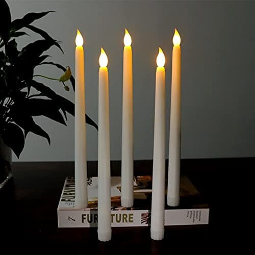 Sequpr Lot de 6 Bougies à LED, Bougies sans Flamme, Bougies à Piles, Bougies Longues LED pour Noël Table Mariage Anniversaire Fête Décoration (Blanc)