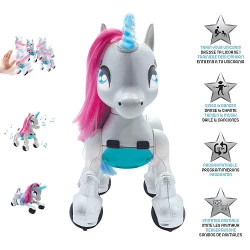 Lexibook Power Unicorn® - Mon Robot Licorne Savant à Dresser programmable avec télécommande, Fonction Dressage et contrôl gestuel, Danse, Musique, Effets Lumineux, Rechargeable - UNI01