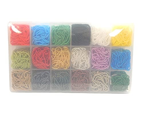 Preciosa Ornela Lot de 81 000 perles de rocaille en verre tchèque 11/0 sur plusieurs brins 18 couleurs avec boîte de perles