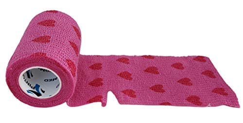 PintoMed - Bandage Cohésif - Rose avec Coeurs Rouge Love - 6 Rouleaux X 7,5 cm X 4,5 m Autoadhésif, Sports Bande, Premiers Secours Adhésif, Vet Wrap
