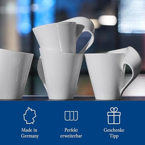 Villeroy & Boch - tasse à café NewWave avec anse, mug à anse moderne en porcelaine premium, compatible lave-vaisselle et micro-onde, blanc, 300 ml, 11,3 cm