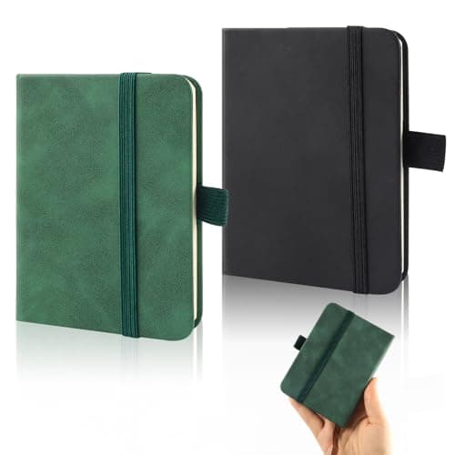 Carnet de Notes de Poche A7 Mini Bloc Notes de Poche Petit Carnet de Notes de Poche 7,5 x 11 cm Cuir PU Carnet de Poche avec Marque-Page et Bande de Fermeture Élastique pour École Bureau Restaurant
