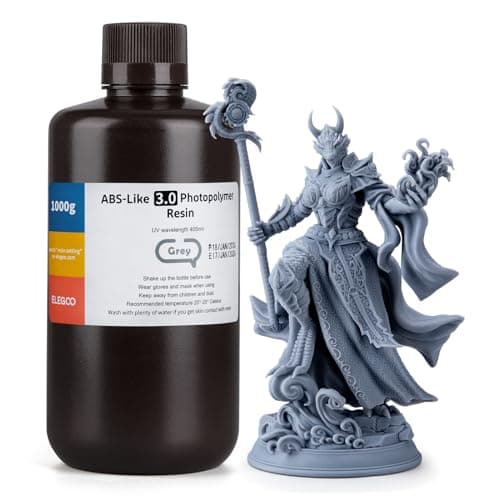 ELEGOO Résine ABS Like 3.0, Gris 1000g, Résine d'Imprimante 3D Photopolymérisation UV 405 nm pour Impression 3D LCD/DLP, avec Résistance et Ténacité Améliorées, Haute Précision, Faible Viscosité