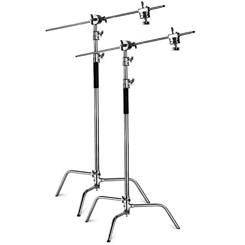 Neewer C-stand Support d'Eclairage - Lot de 2 Trépied de Réflecteur 3m Pied Support Réglable Robuste avec 1,2m Bras Girafe et Rotules pour Réflecteur Flash Studio etc.
