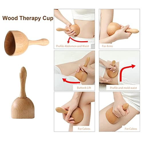 Lot de 9 outils de massage thérapeutique du bois pour façonner le corps, kit Maderoterapia pour drainage lymphatique anti-cellulite, ensemble de rouleaux de massage incurvés en bois pour jambes et