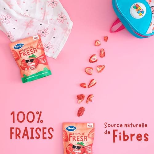 Hero Solo - Snack BIO Chips de 100% Fraise, Sans Sucre Ajouté, Sans Gluten et Allergenes, Sans Huile de Palme, Origine Naturalle, Produit Écologique - Pack de 12x12gr