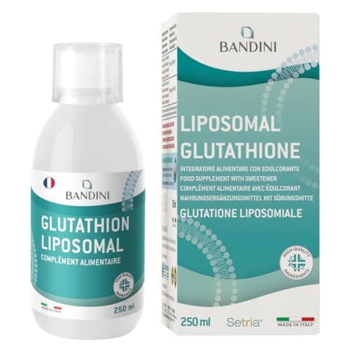 Bandini® Glutathion Liposomal 250 ml - Forme Active L Glutathion Réductase (GSH) Liquide - Puissant Antioxydant & Anti-âge - Protection Cellulaire Optimale - 100% Vegan Sans OGM - Avec Bouchon Doseur