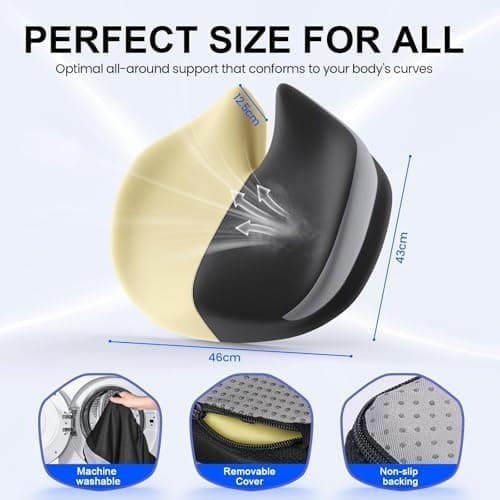 Benazcap Coccyx Coussin D'assise en Mousse à Mémoire de Forme, Soulagement des Douleurs au Coccyx, Sciatique et Maux de Dos, pour Chaises de Bureau, Fauteuils Roulants et Sièges de Voiture, Noir