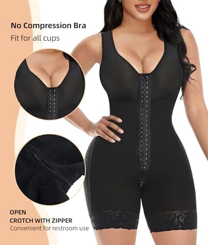 YIANNA Body Gainant Femme Ventre Plat Combinaison Gainante Sculptant Gaine Amincissante Invisible Fajas Shapwear Minceur Colombianas Noir L 7275