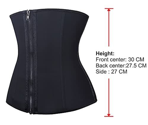YIANNA Gaine Ventre Plat Femme Zipper Corset Minceur Waist Trainer Ceinture Amincissante Sudation Latex Body Gainant Sculptant Noir,2219 Size XS