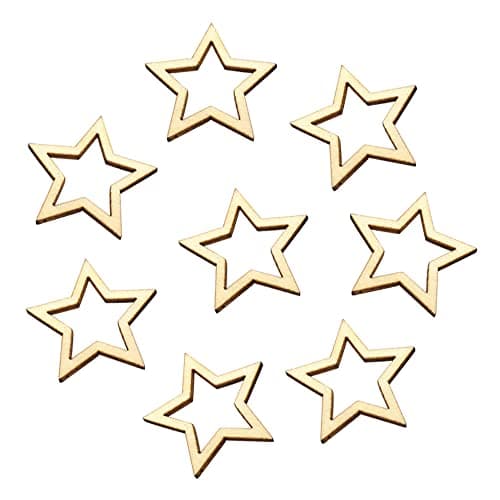 Gativs Étoiles en Bois 100 Pièces D'étoile Bois Embellissement Forme Étoile en Bois Creusé en Bois Etoiles Bois en Forme D'étoile Etoiles Artisanat Ornement 3cm Étoiles en Bois Embellissements
