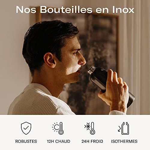waterdrop® Gourde Isotherme | Bouteille Isotherme 600 ml | Garde le Chaud 12h & le Froid Jusqu’à 24h | Gourde en Inox, Étanche, Réutilisable, Sans BPA