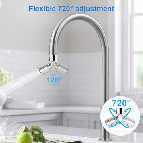 HUAERSICO Universel Robinet Rotatif 360 degrés, rallonge de robinet de salle de bain, rallonge d'évier de cuisine, brise aérateur avec 6 adaptateurs pour M20 M22 M24