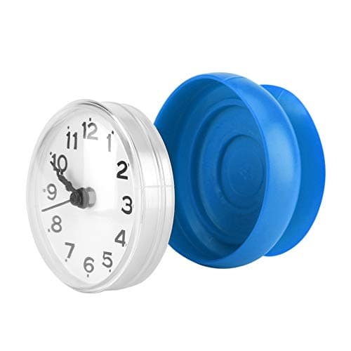 Yitre Horloge de Salle de Bain Attachée, avec Ventouse Silencieuse, Horloge étanche à la Mode, pour la Cuisine pour la Salle de Bain ou la Cuisine (Bleu)