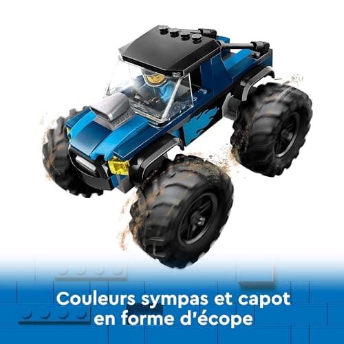 LEGO City Le Monster Truck Bleu, Jouet Camion Tout-Terrain et Minifigurine de Conducteur, Ensemble de Jeu Enfant Imaginatif, Cadeau Divertissant pour Garçons et Filles de 5 Ans ou Plus 60402
