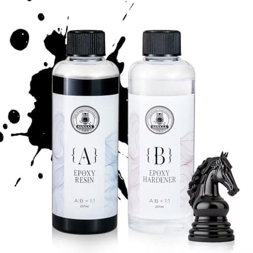 SANAAA Résine époxy Noire 474 ML, résine époxy Haute Brillance sans Bulles, résine époxy de Table pour l'artisanat, Le Moulage, Le Bricolage, l'art en résine, Les moules, Les Bijoux (237 ML x 2)