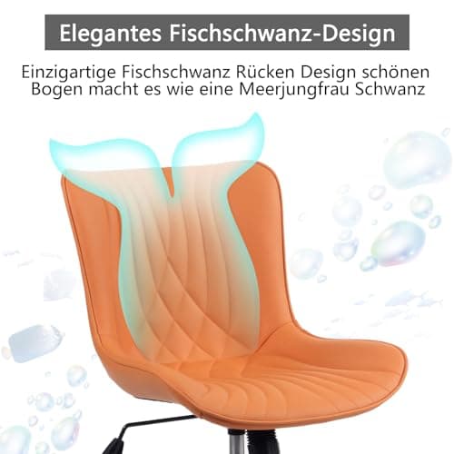 YOUTASTE Chaise de Bureau, Fauteuil Ergonomique avec Cuir PU, Chaise Pivotante avec roulettes & Dossier, Réglable en Hauteur et Fonction Bascule, pour Bureau, Chambre, Capacité 136kg, Chameau